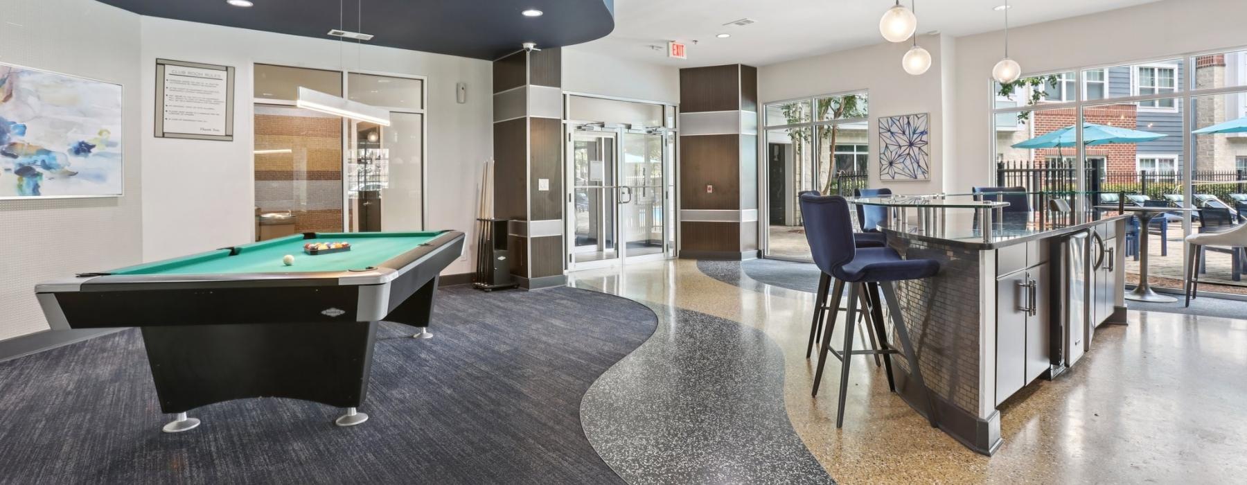 a pool table in a room